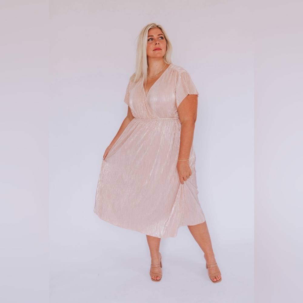 One Loved Babe Shiny Pink Metallic Dress Size 2XL